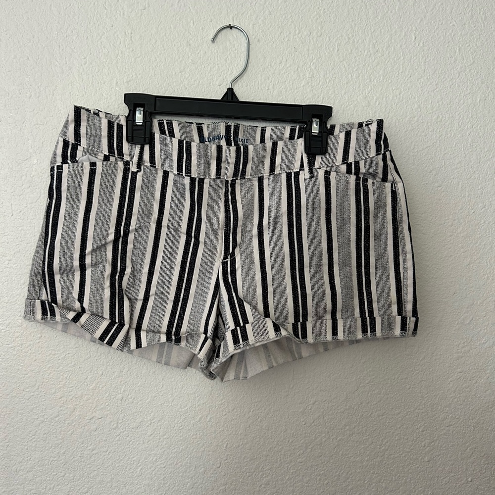 Old Navy Black and White Jean Shorts with Stripes